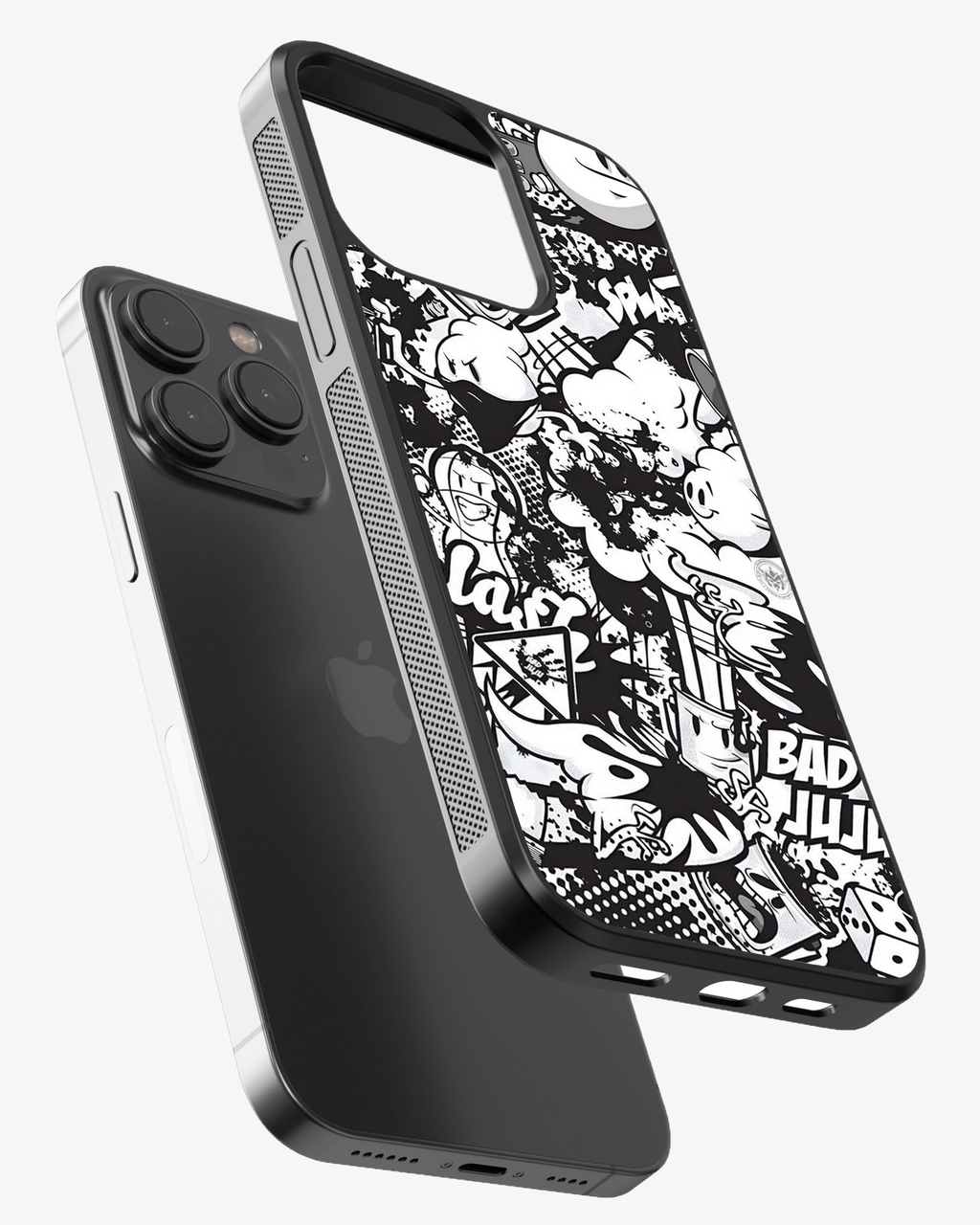 Monochrome Chaos – Urban Graffiti Cartoon Premium Phone Cover Glass Case