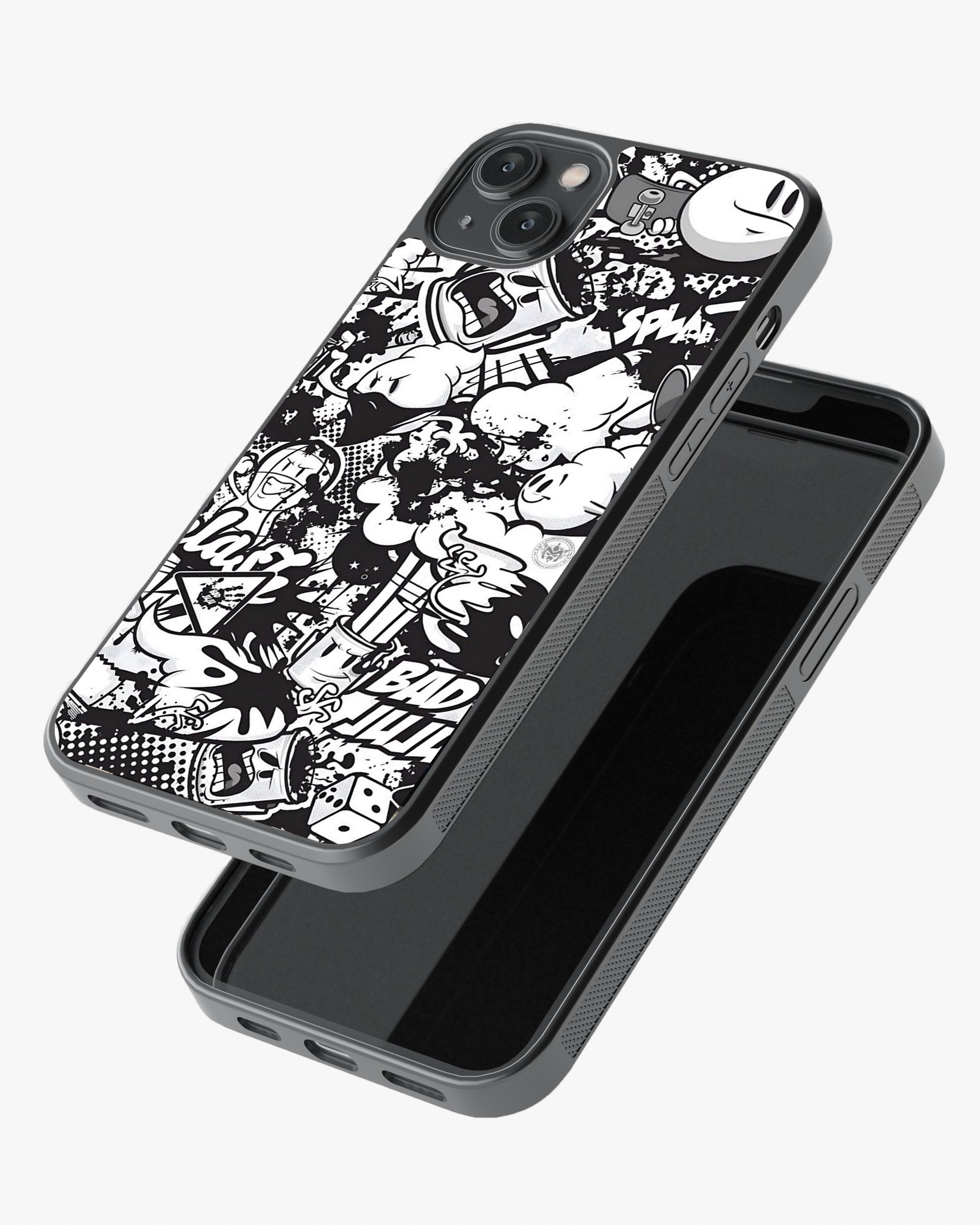 Monochrome Chaos – Urban Graffiti Cartoon Premium Phone Cover Glass Case