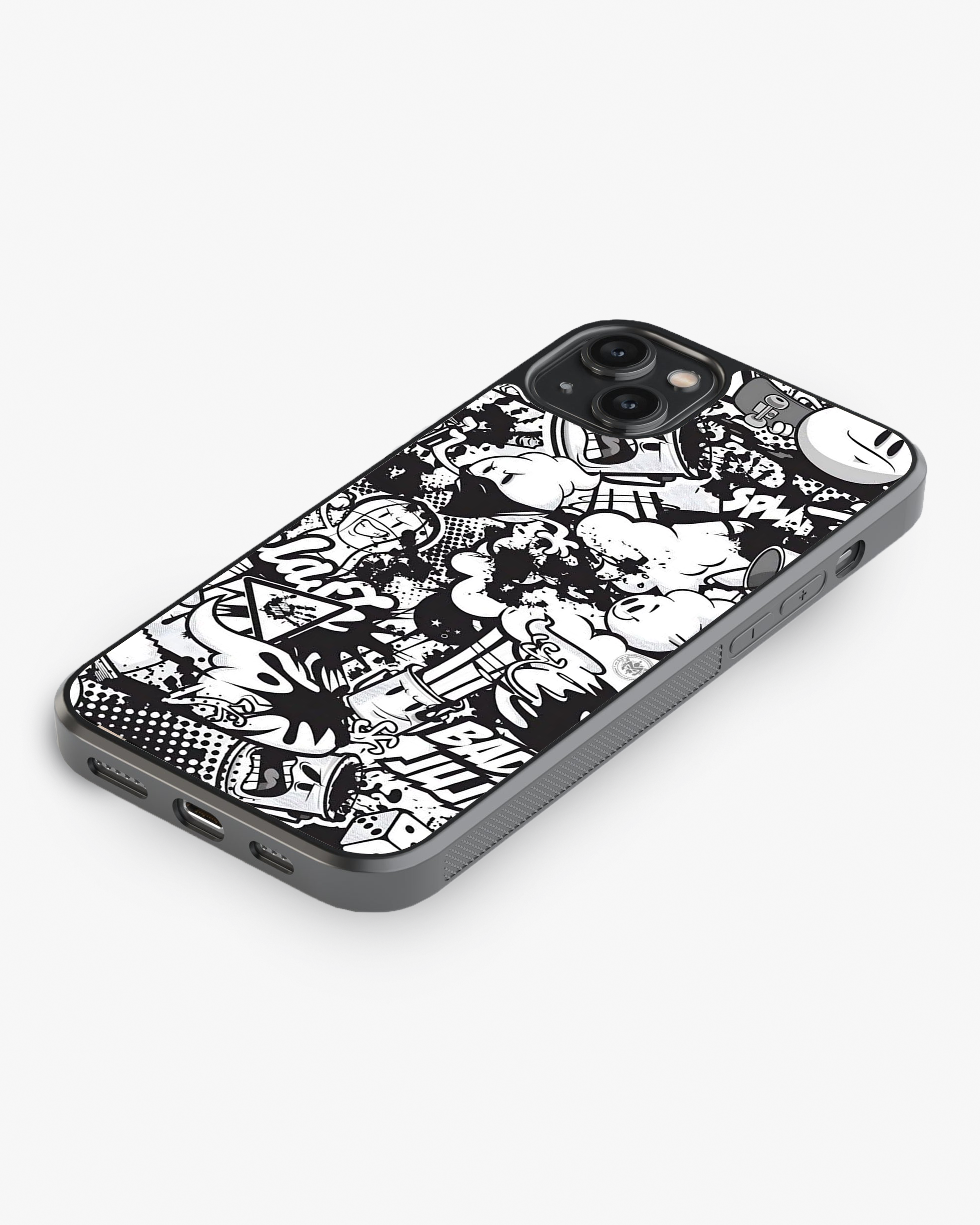 Monochrome Chaos – Urban Graffiti Cartoon Premium Phone Cover Glass Case