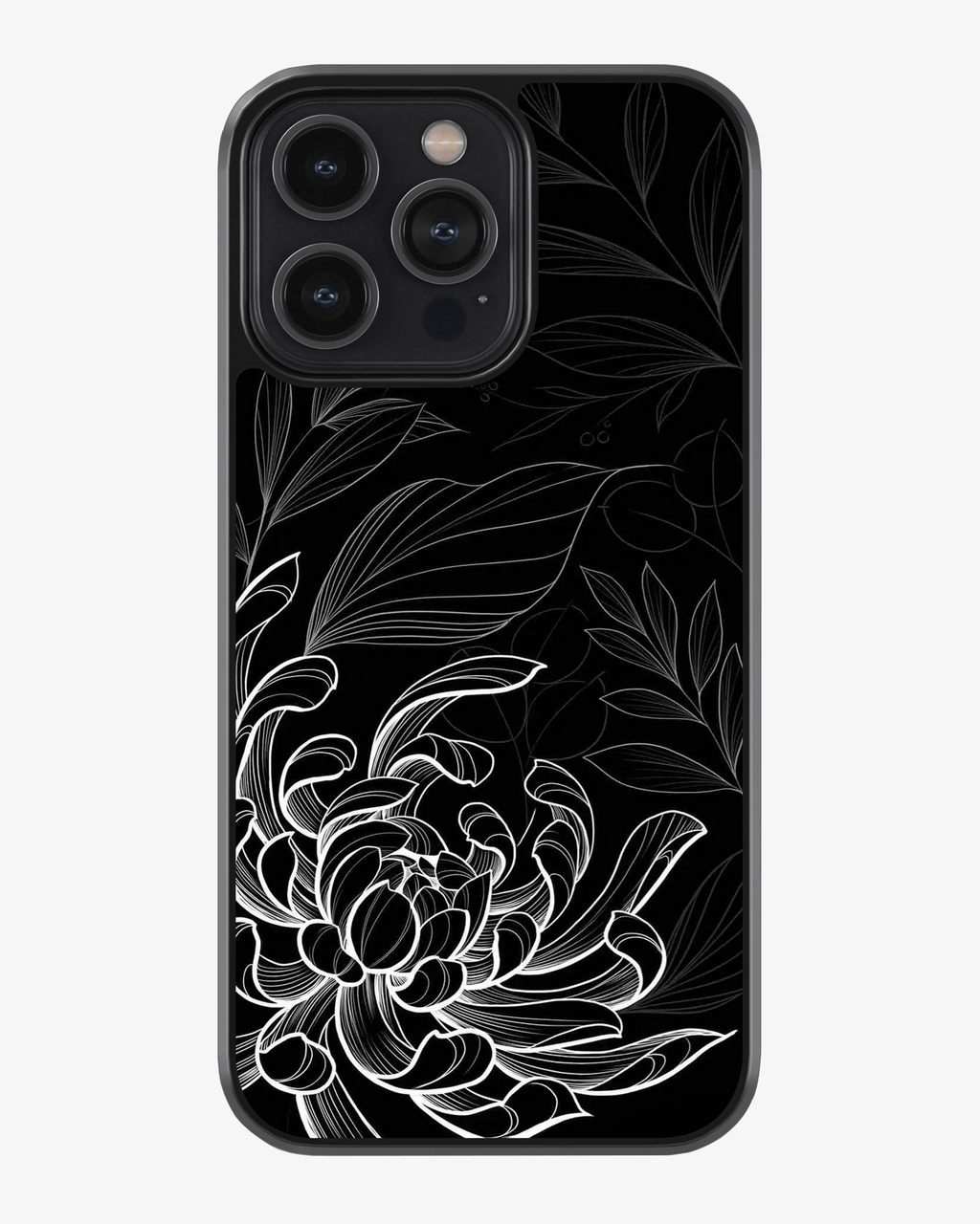 Midnight Bloom – Black & White Minimal Floral Premium Phone Cover Glass Case