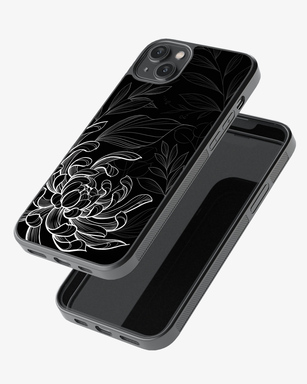 Midnight Bloom – Black & White Minimal Floral Premium Phone Cover Glass Case