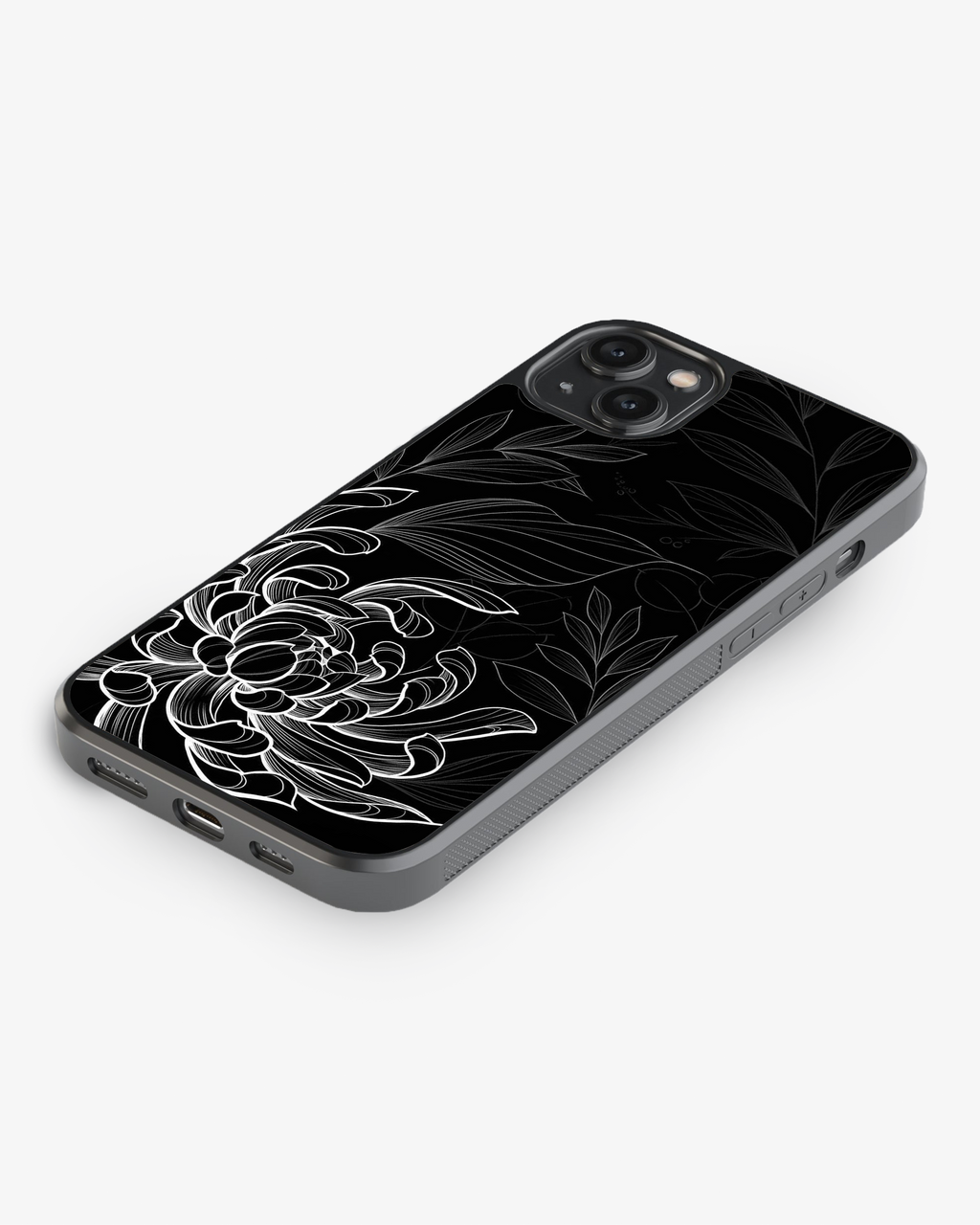 Midnight Bloom – Black & White Minimal Floral Premium Phone Cover Glass Case