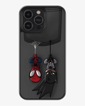Pocket Heroes – Spider-Man & Batman Hanging Design Premium Phone Cover Glass Case