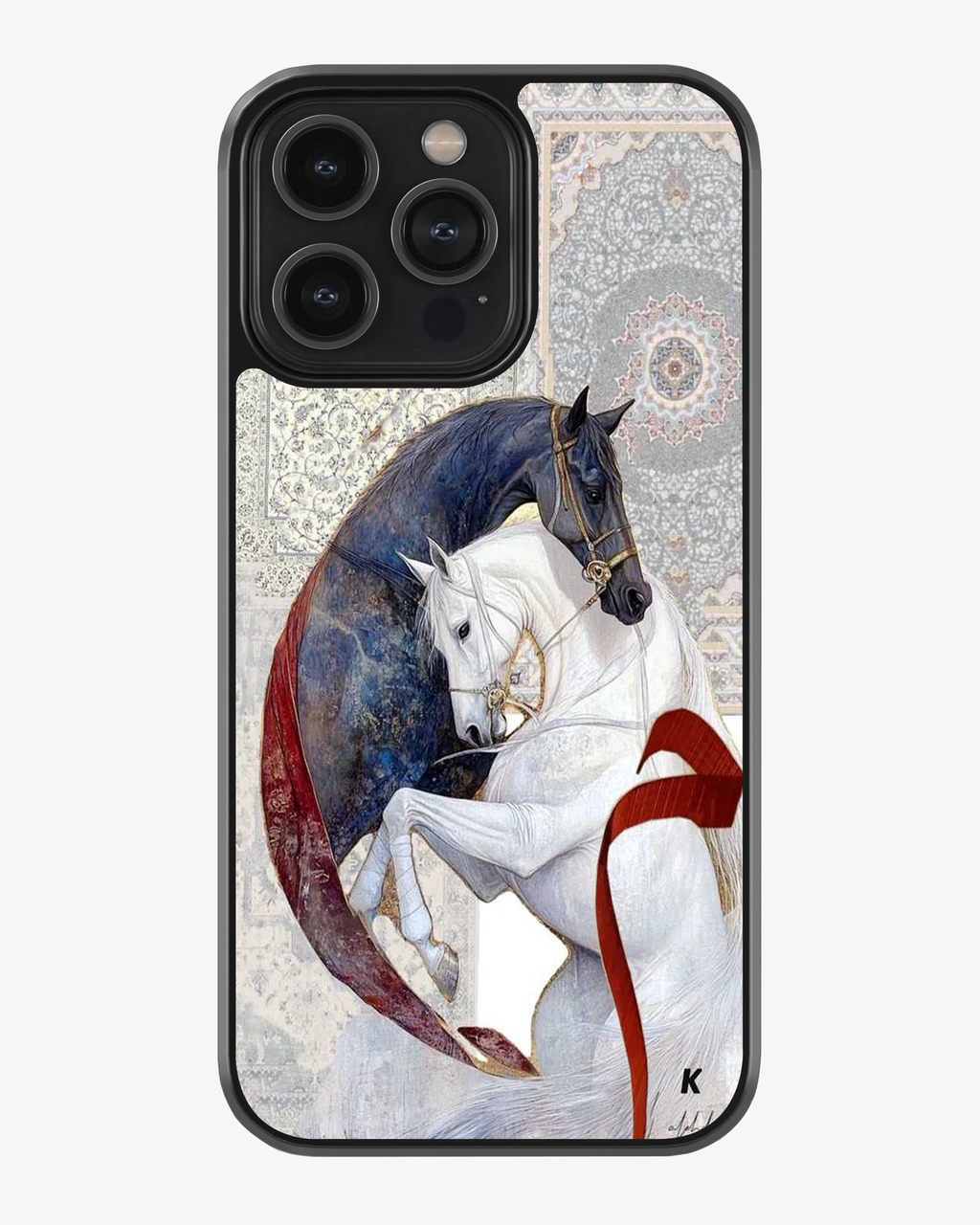 Royal Unity – Dual Horse Art Phone Cover Glass Case