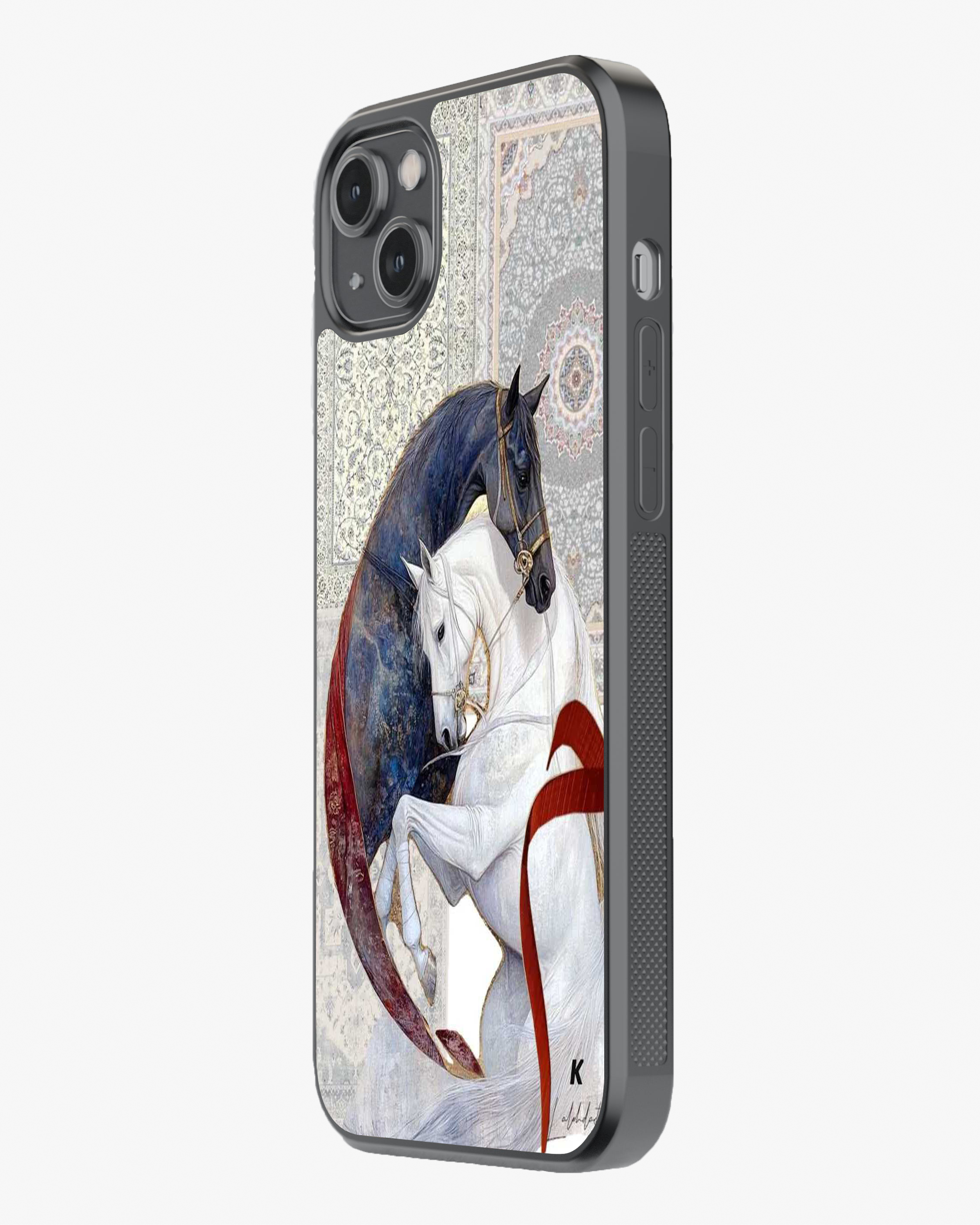 Royal Unity – Dual Horse Art Phone Cover Glass Case