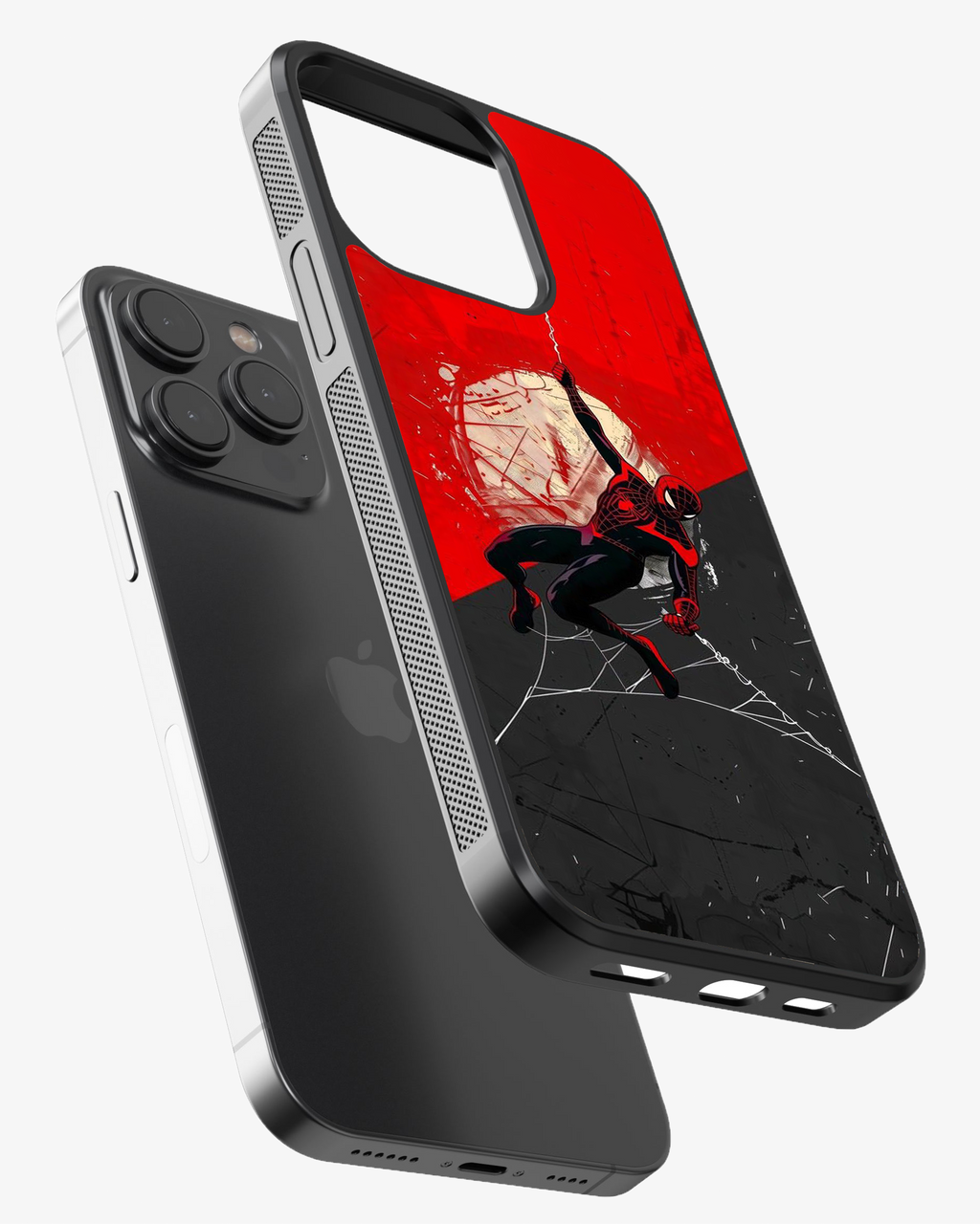 Red & Black Web Swing Hero Phone Cover Glass Case
