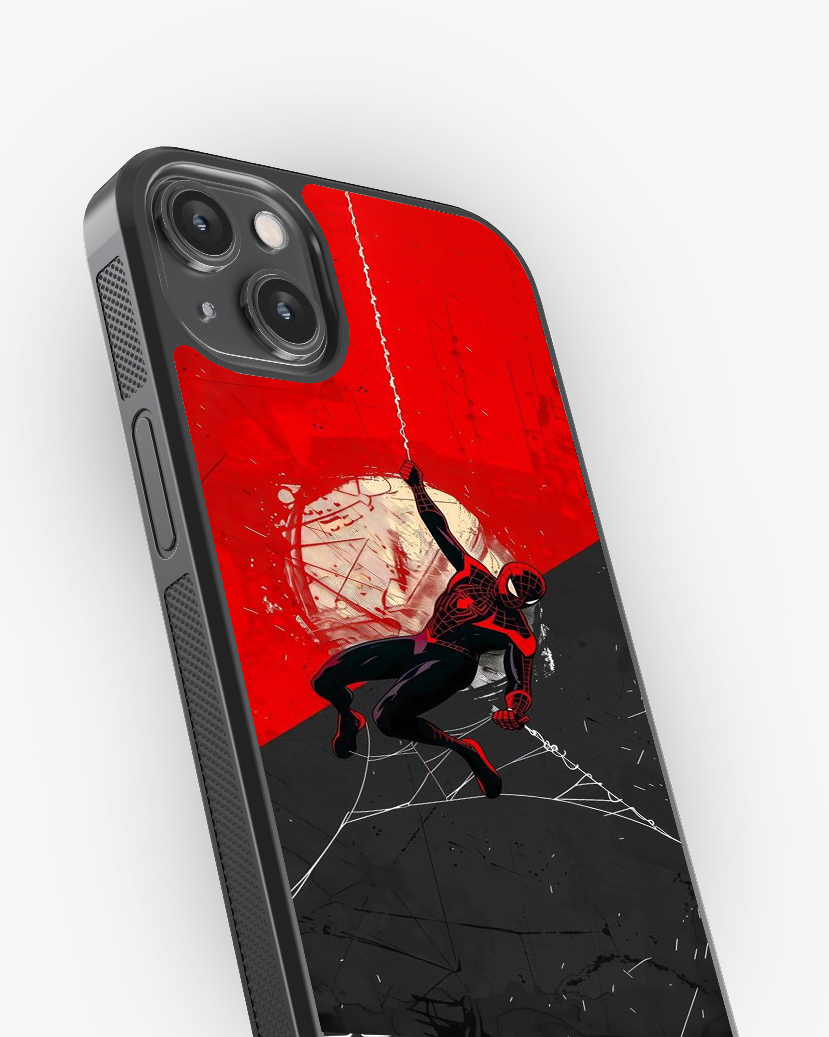 Red & Black Web Swing Hero Phone Cover Glass Case
